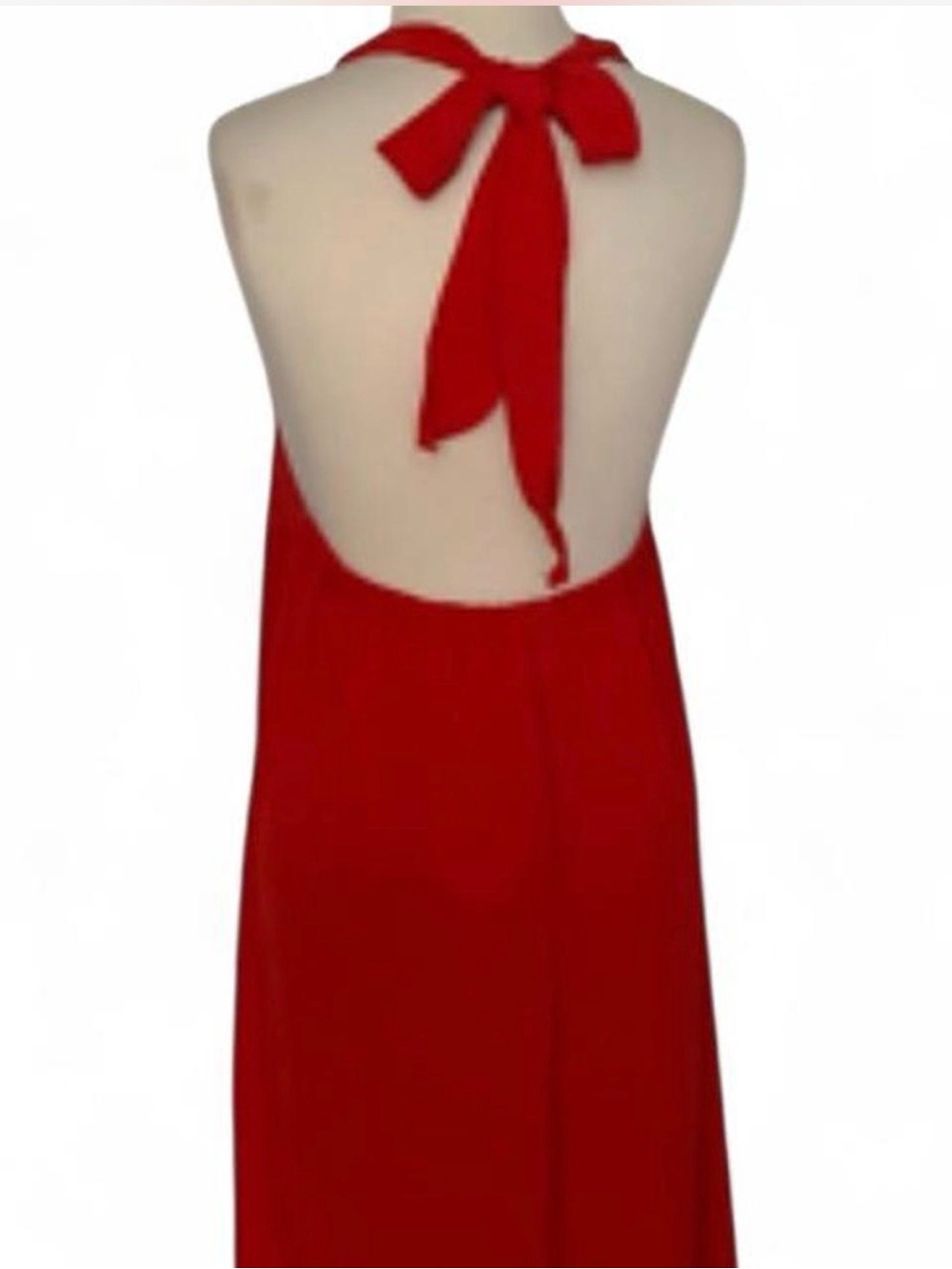 Red Halter Tie-Back Maxi Dress